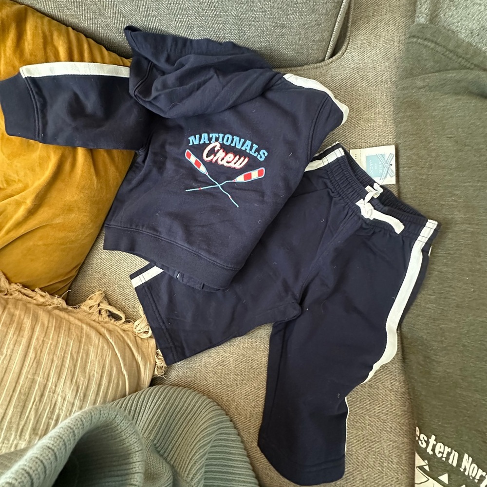 Janie & Jack Navy Crew Sweatsuit 6-12M